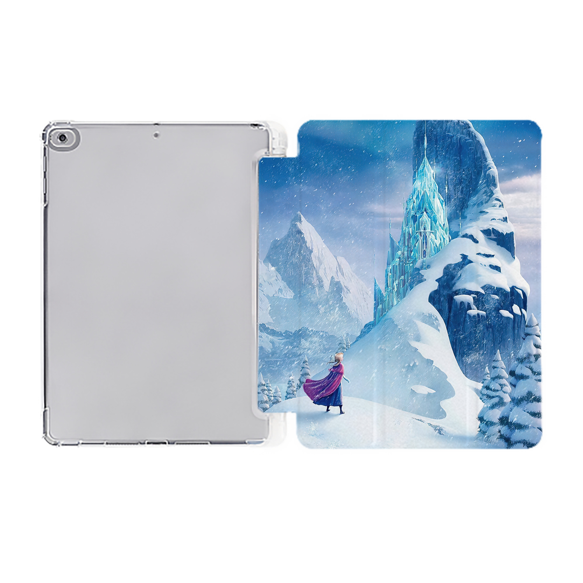（画像用） アナと雪の女王 アンナ エルサ Frozen Anna Elsa IPad ケース ペン収納付き 三つ折りスタンド PUレザー×シリコン 対応機種9.5/10.5/10.9インチ
